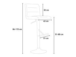 Taburete de bar de cocina giratorio acolchado ajustable de piel sintética Boca - Blanco