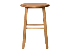Taburete de bar de madera con asiento redondo h 47 cm patas rectas nogal claro