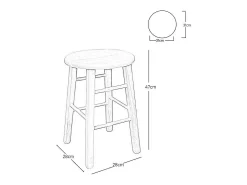 Taburete de bar de madera con asiento redondo h 47 cm patas rectas nogal claro