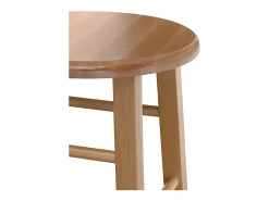 Taburete de bar de madera con asiento redondo h 47 cm patas rectas nogal claro