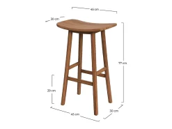 Taburete de bar de madera de teca 77 cm - Vittoria