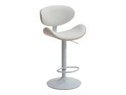 Taburete de bar de piel sintética - Altura ajustable - Natural claro y Blanco - MONTENEGRO