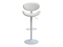 Taburete de bar de piel sintética - Altura ajustable - Natural claro y Blanco - MONTENEGRO