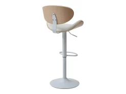 Taburete de bar de piel sintética - Altura ajustable - Natural claro y Blanco - MONTENEGRO