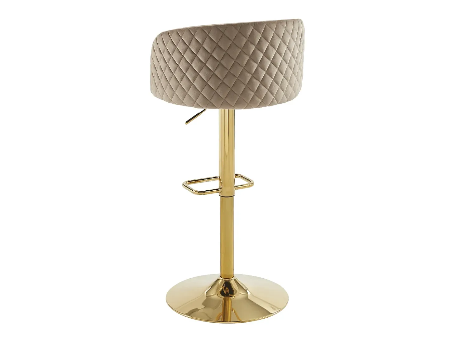 Taburete de bar de terciopelo y metal dorado - Altura ajustable - Beige - PERLANITA