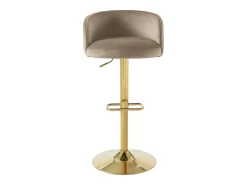 Taburete de bar de terciopelo y metal dorado - Altura ajustable - Beige - PERLANITA