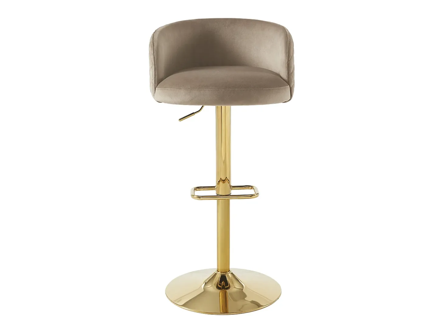 Taburete de bar de terciopelo y metal dorado - Altura ajustable - Beige - PERLANITA