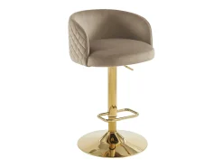 Taburete de bar de terciopelo y metal dorado - Altura ajustable - Beige - PERLANITA