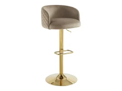 Taburete de bar de terciopelo y metal dorado - Altura ajustable - Beige - PERLANITA