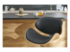 Taburete de bar diseño negro y madera clara WALNUT