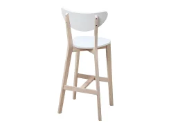 Taburete de bar escandinavo blanco y madera 75cm lote de 2 LEENA