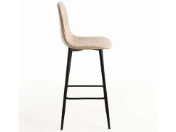 Taburete de bar estilo vintage en símil piel y acero negro Kony 77 cm-Color Beige claro