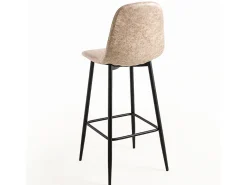 Taburete de bar estilo vintage en símil piel y acero negro Kony 77 cm-Color Beige claro