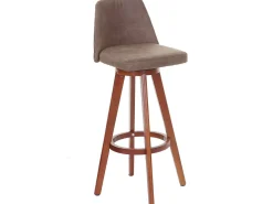 Taburete de bar giratorio MCW-C43, vintage marrón, patas claras