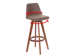 Taburete de bar giratorio MCW-C43, vintage marrón, patas claras