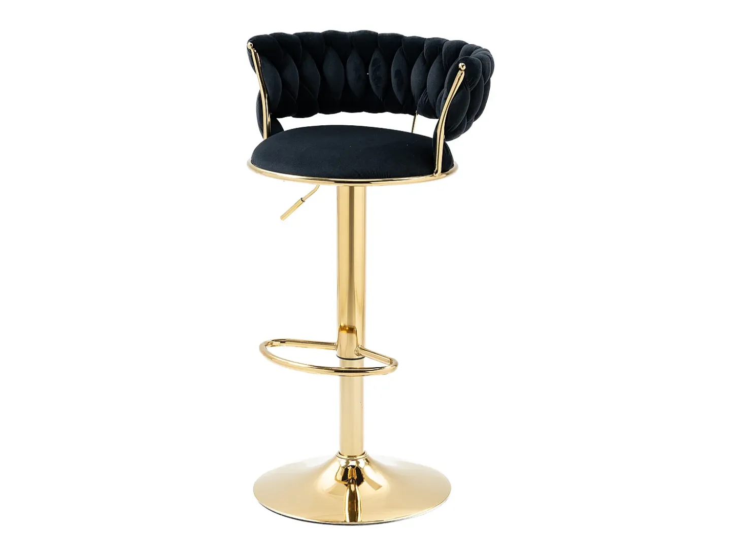 Taburete de bar giratorio de 360° con respaldo, altura ajustable, terciopelo, negro (54 x 46 x 78,5-97 cm)