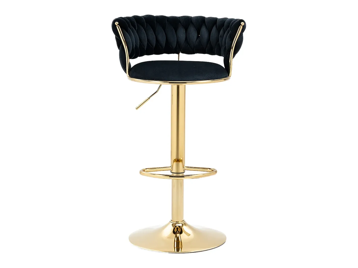 Taburete de bar giratorio de 360° con respaldo, altura ajustable, terciopelo, negro (54 x 46 x 78,5-97 cm)