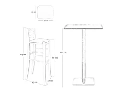 Taburete de bar h 80 en madera de nogal claro con asa y asiento acolchado rojo