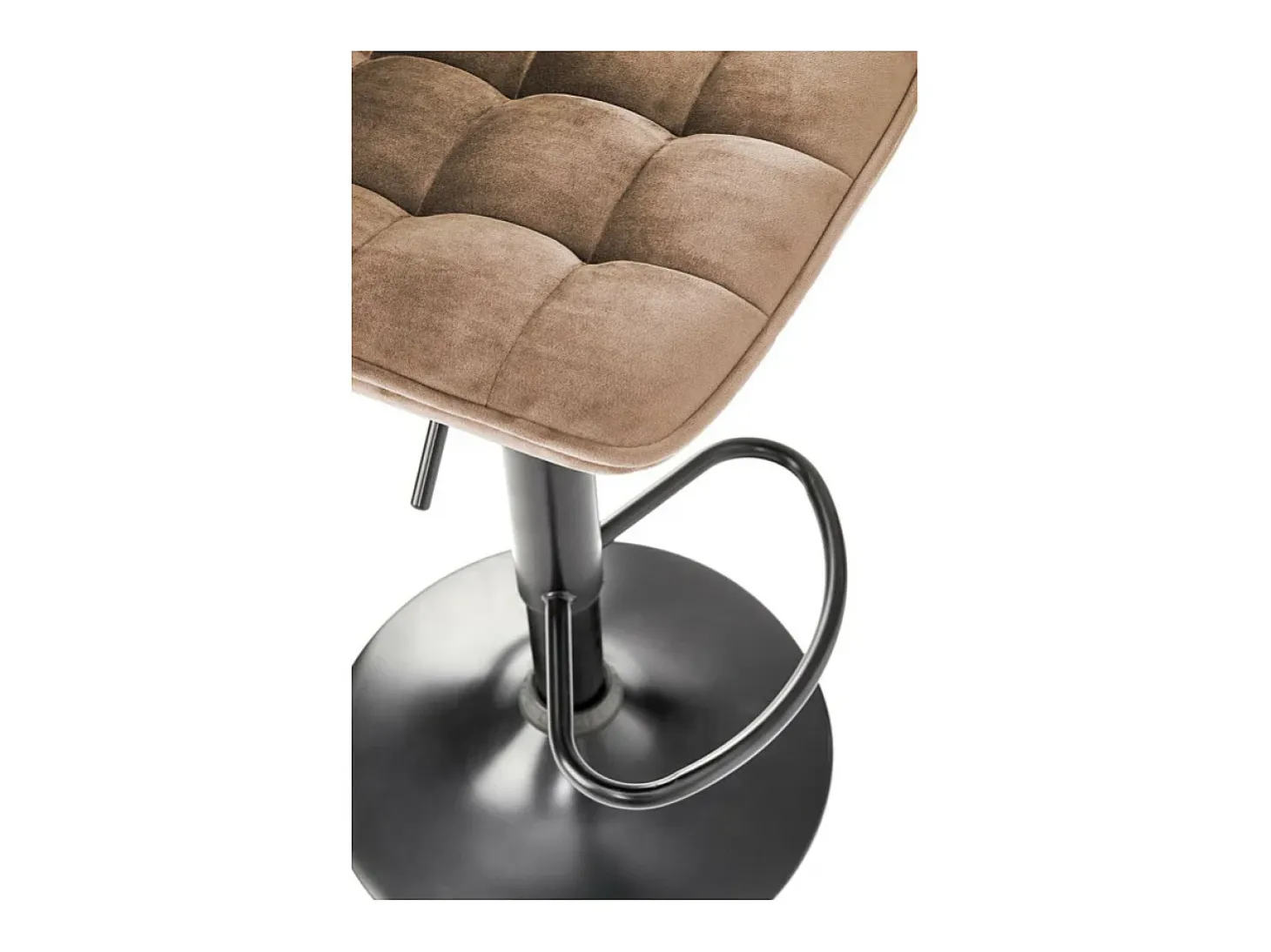 Taburete de bar Manchester de terciopelo beige con base de metal negro