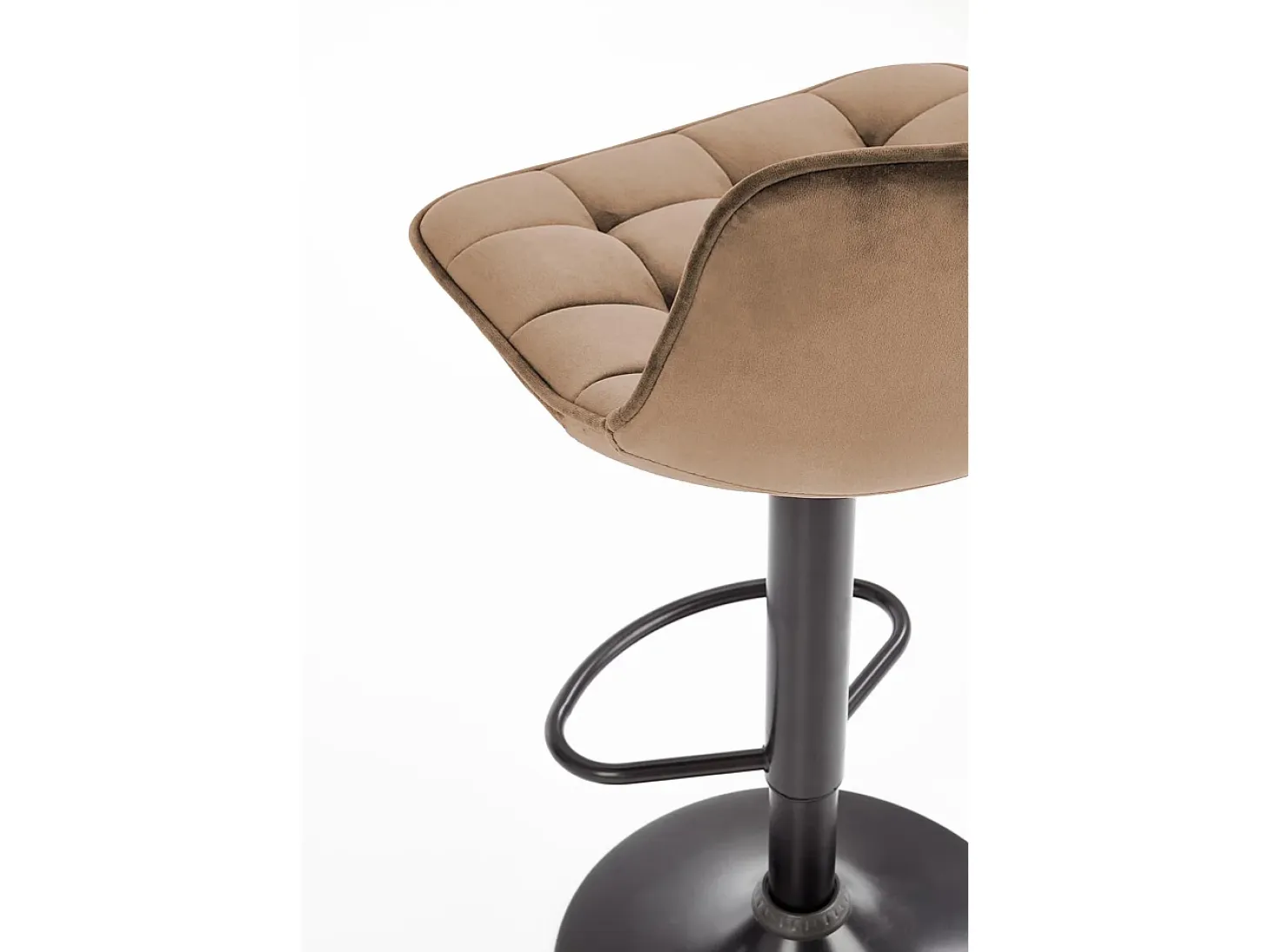 Taburete de bar Manchester de terciopelo beige con base de metal negro