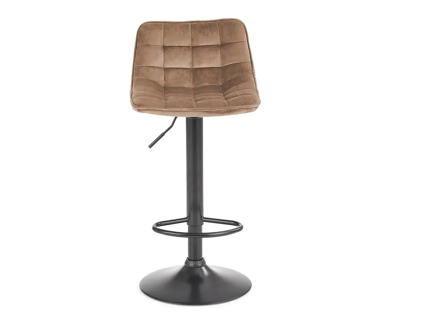 Taburete de bar Manchester de terciopelo beige con base de metal negro