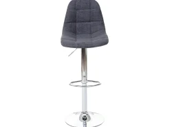 Taburete de bar MCW-A67, tela/textil gris, base cromada