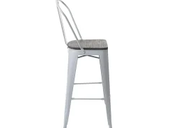 Taburete de bar MCW-A73 incl. asiento de madera, gris