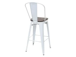 Taburete de bar MCW-A73 incl. asiento de madera, blanco