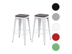 Taburete de bar MCW-A73 (set de 2), blanco