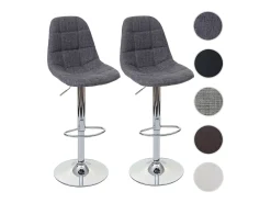 Taburete de bar MCW-A67 (set de 2), gris, textil