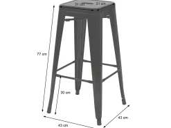 Taburete de bar MCW-A73 (set de 2), negro