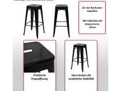 Taburete de bar MCW-A73 (set de 2), negro