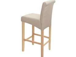 Taburete de bar MCW-C33, crema, patas claras, imitación de cuero