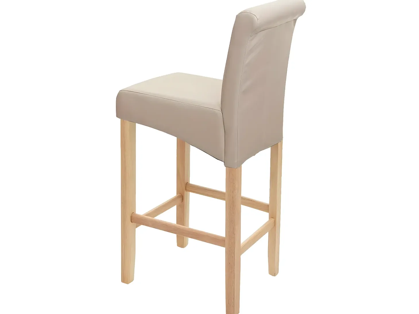 Taburete de bar MCW-C33, crema, patas claras, imitación de cuero