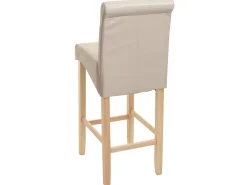Taburete de bar MCW-C33, crema, patas claras, imitación de cuero