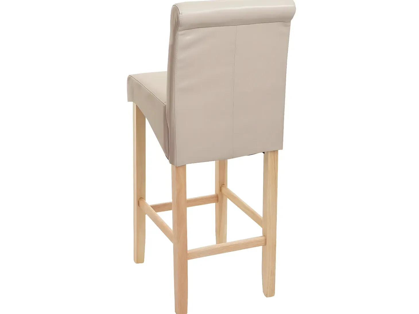 Taburete de bar MCW-C33, crema, patas claras, imitación de cuero