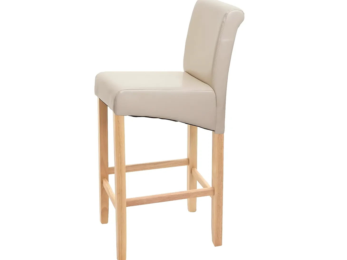 Taburete de bar MCW-C33, crema, patas claras, imitación de cuero
