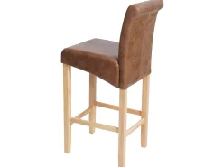 Taburete de bar MCW-C33, imitación de ante, patas claras, tela/tejido