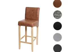 Taburete de bar MCW-C33, imitación de ante, patas claras, tela/tejido