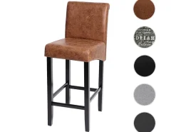 Taburete de bar MCW-C33, imitación de ante, patas oscuras, tela/textil