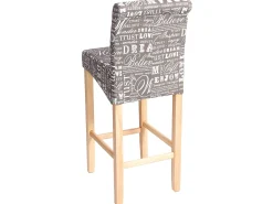 Taburete de bar MCW-C33, lettering, gris, patas claras, tela/textil