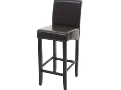 Taburete de bar MCW-C33, marrón, patas oscuras, cuero