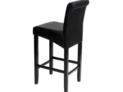 Taburete de bar MCW-C33, negro mate, patas oscuras, imitación de cuero