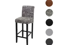 Taburete de bar MCW-C33, rotulación, gris, patas oscuras, tela/textil