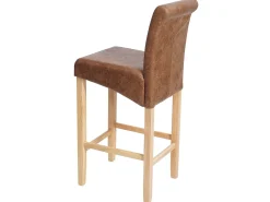 Taburete de bar MCW-C33 (juego de 2), imitación de ante, patas claras, tela/textil