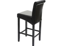 Taburete de bar MCW-C33 (juego de 2), negro, patas oscuras, cuero