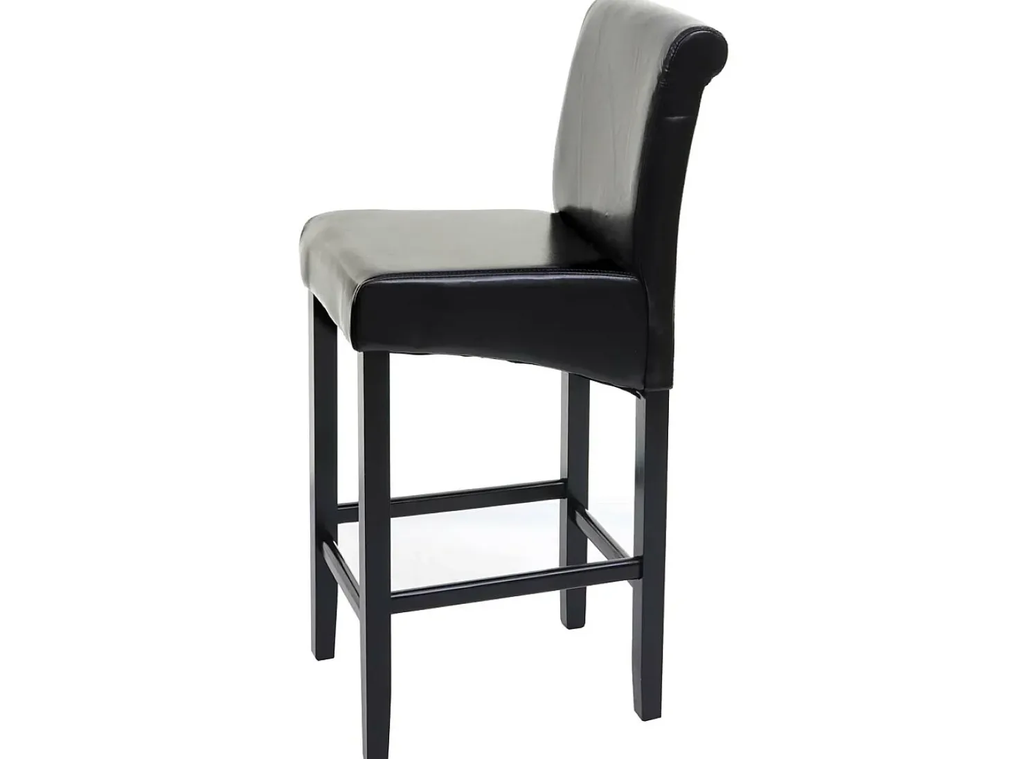 Taburete de bar MCW-C33 (juego de 2), negro, patas oscuras, cuero