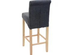 Taburete de bar MCW-C33 (juego de 2), gris oscuro, patas claras, tela/textil