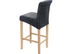Taburete de bar MCW-C33 (juego de 2), gris oscuro, patas claras, tela/textil