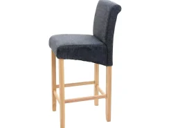 Taburete de bar MCW-C33 (juego de 2), gris oscuro, patas claras, tela/textil